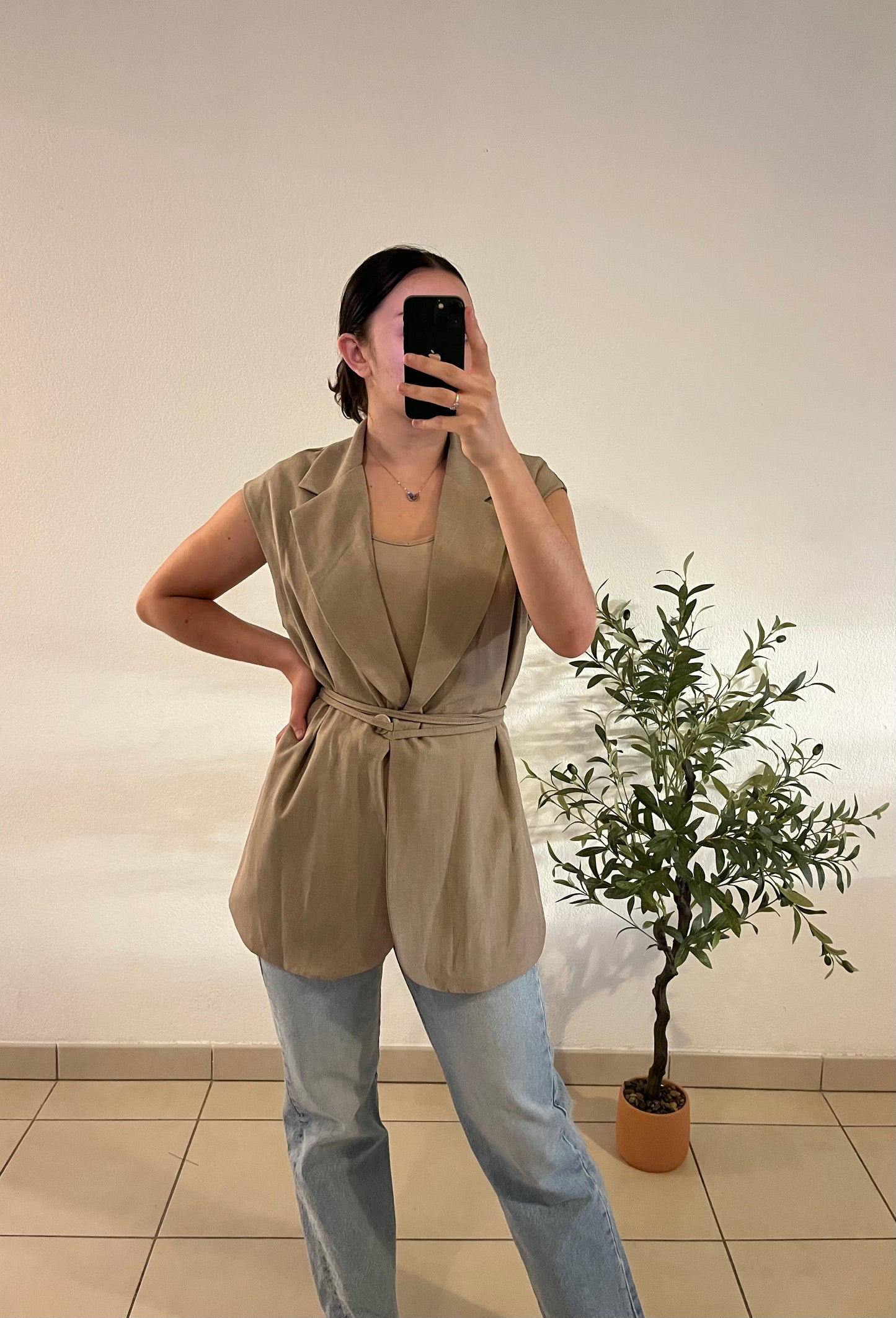 Veste lanière beige