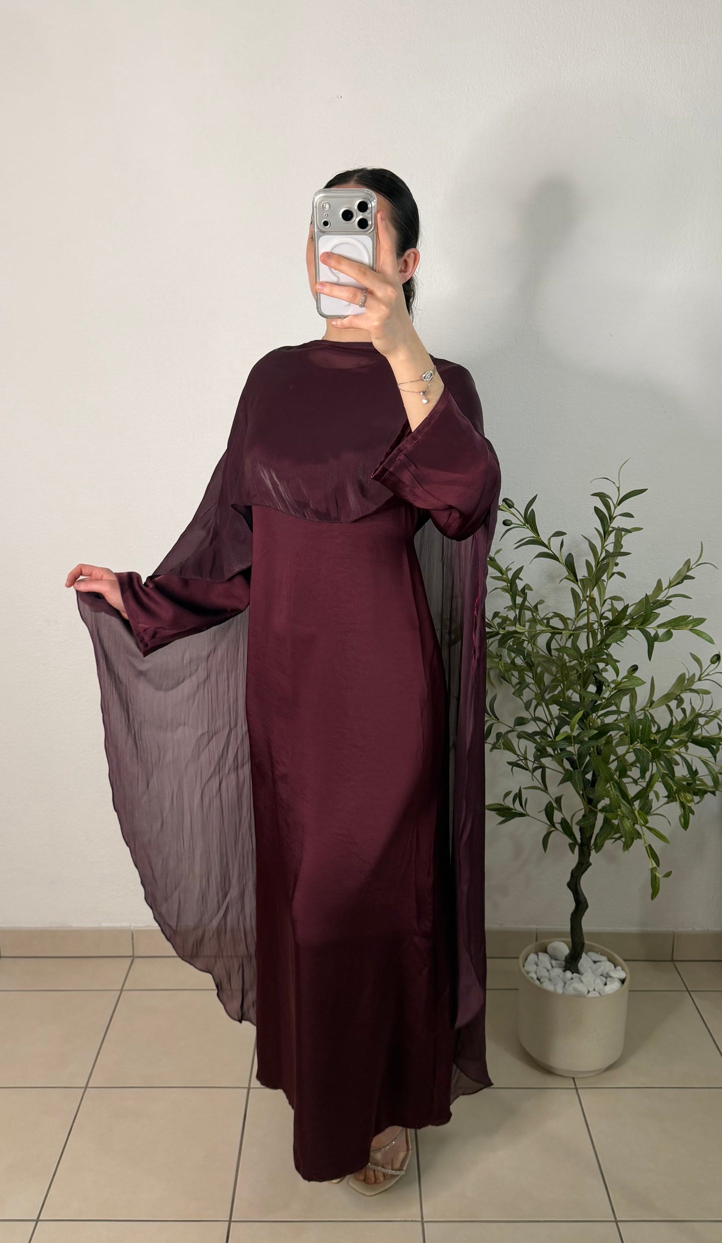 Robe satinée - bordeaux