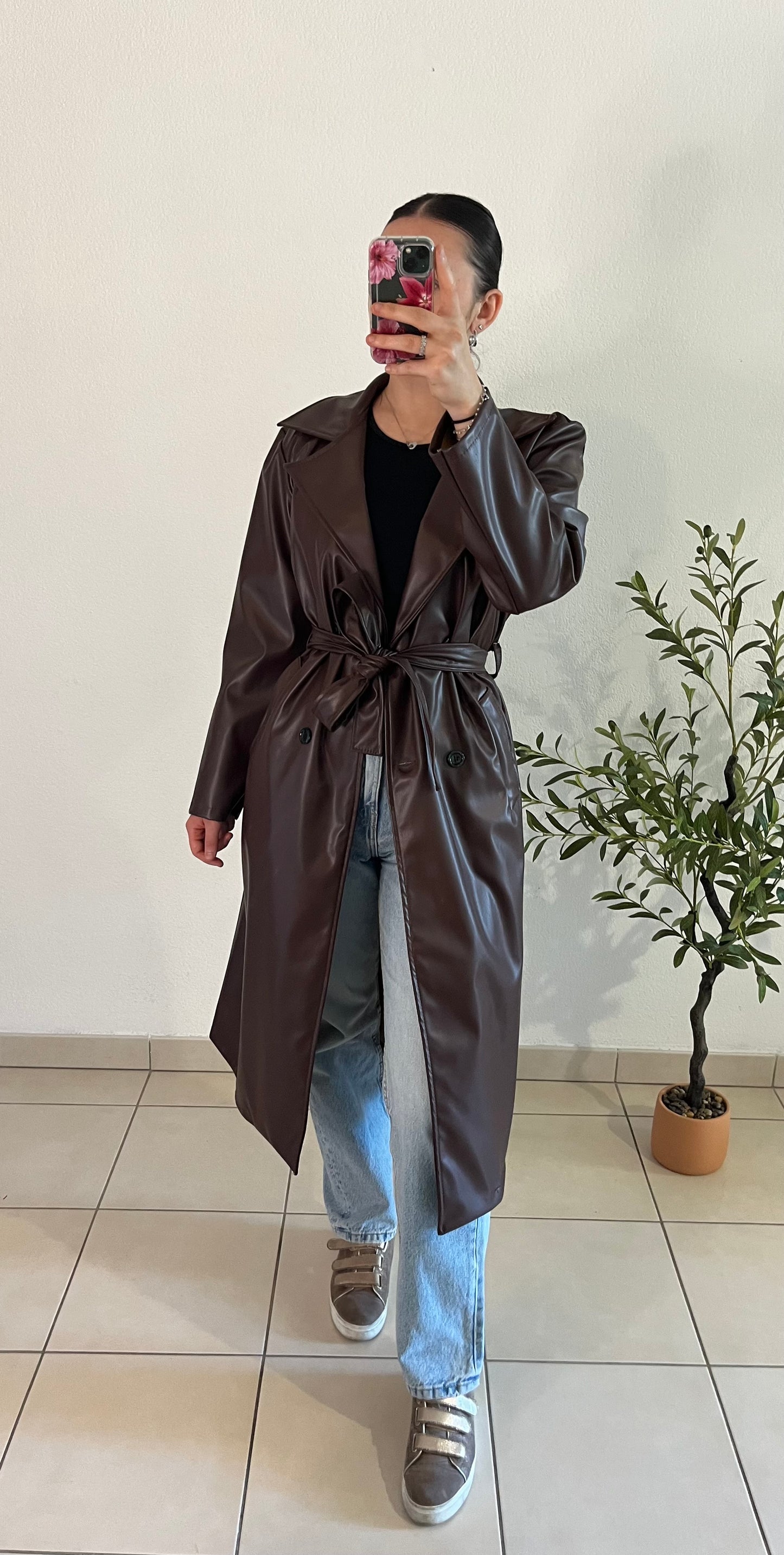 Trench similicuir marron
