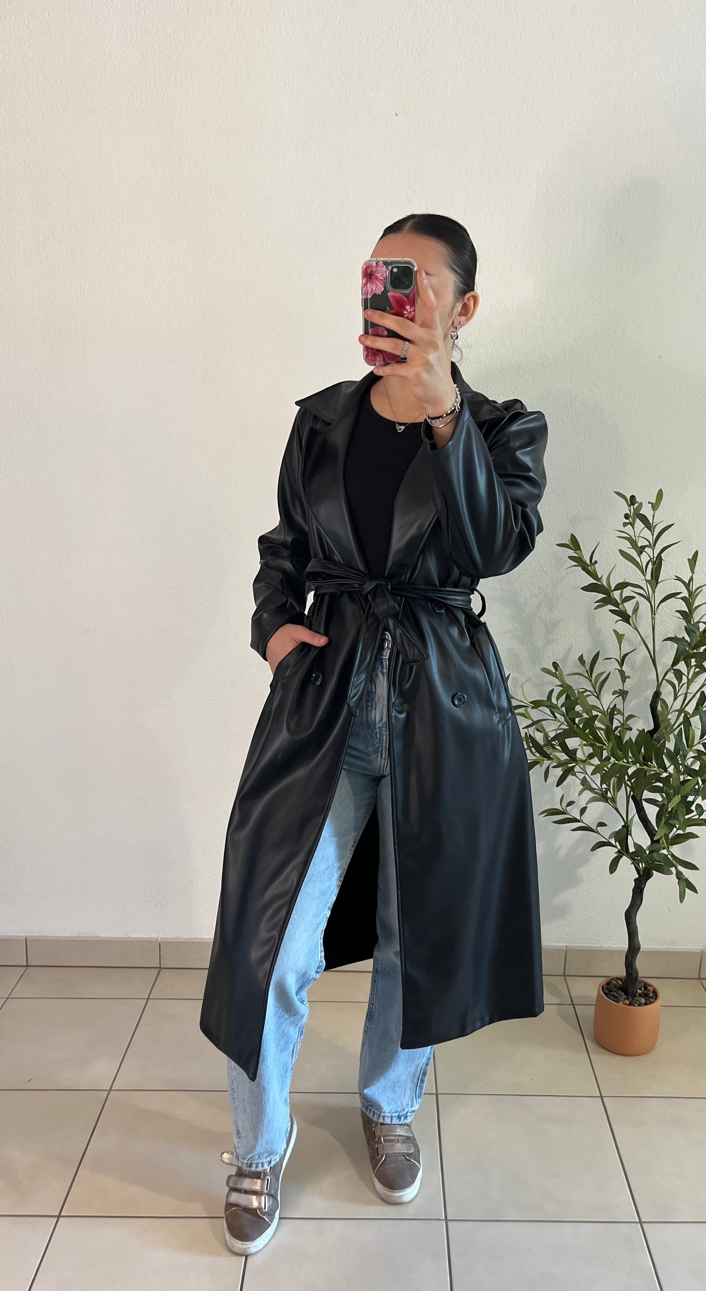 Trench similicuir noir
