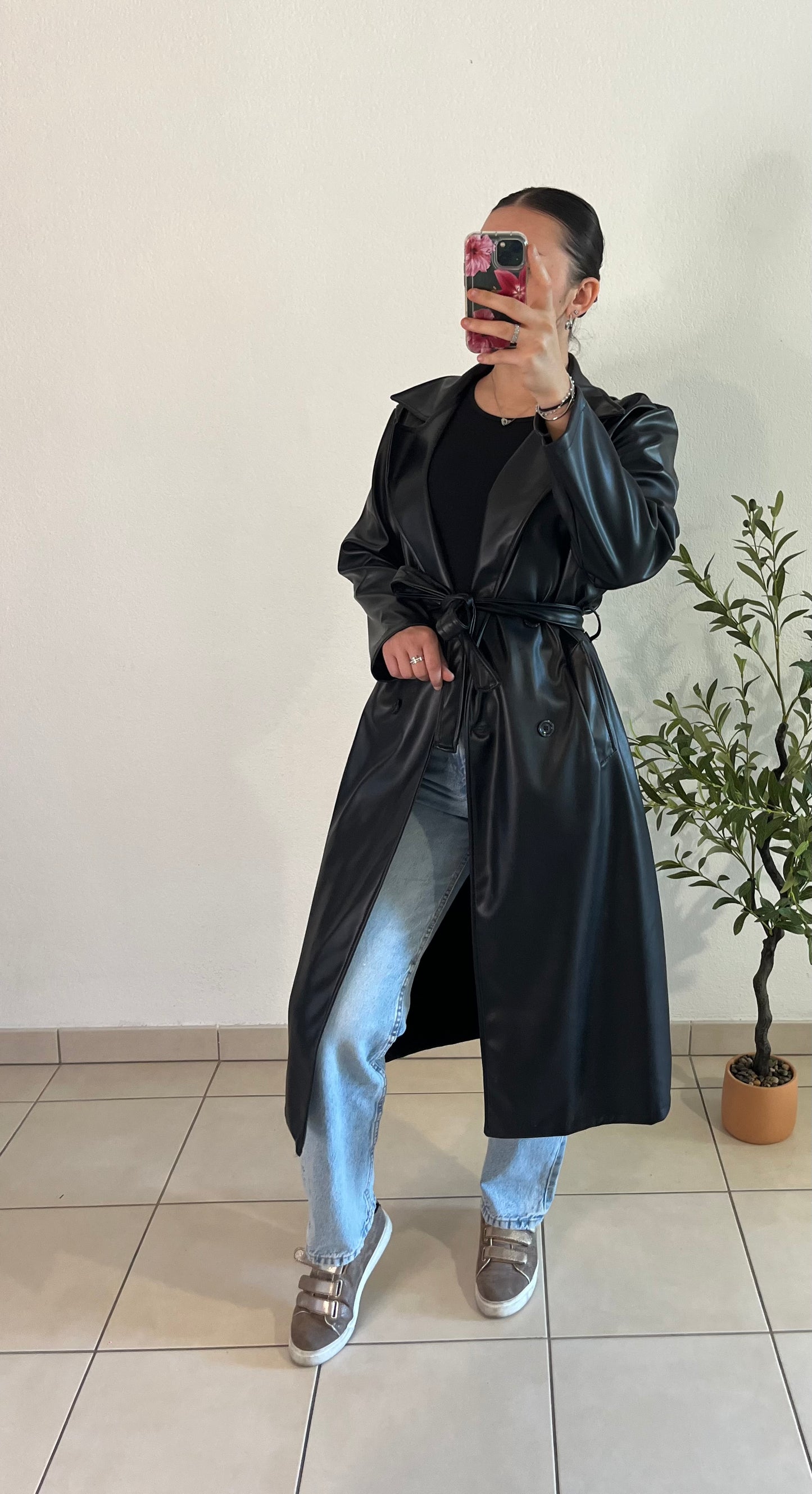 Trench similicuir noir