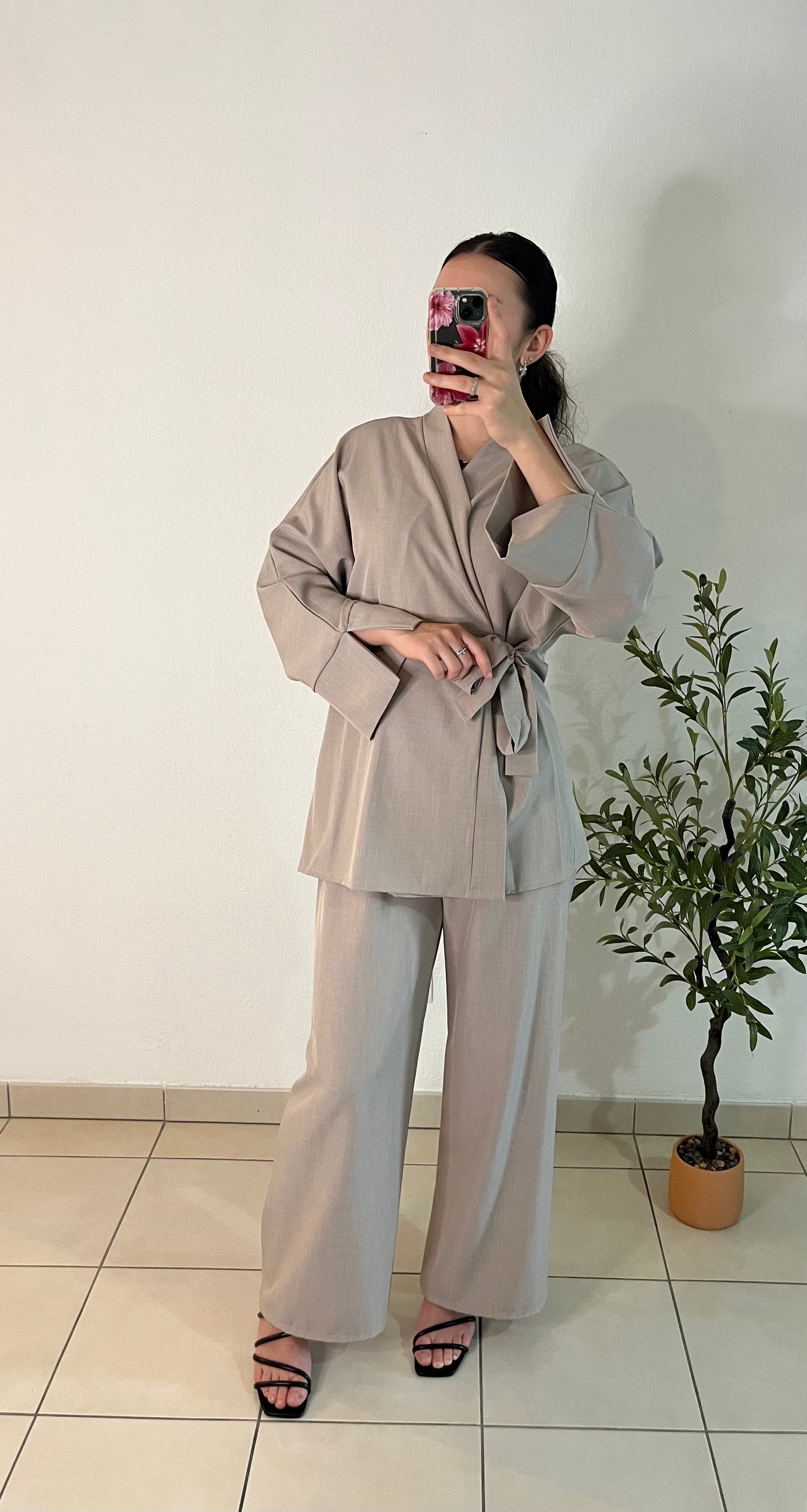 Ensemble kimono taupe