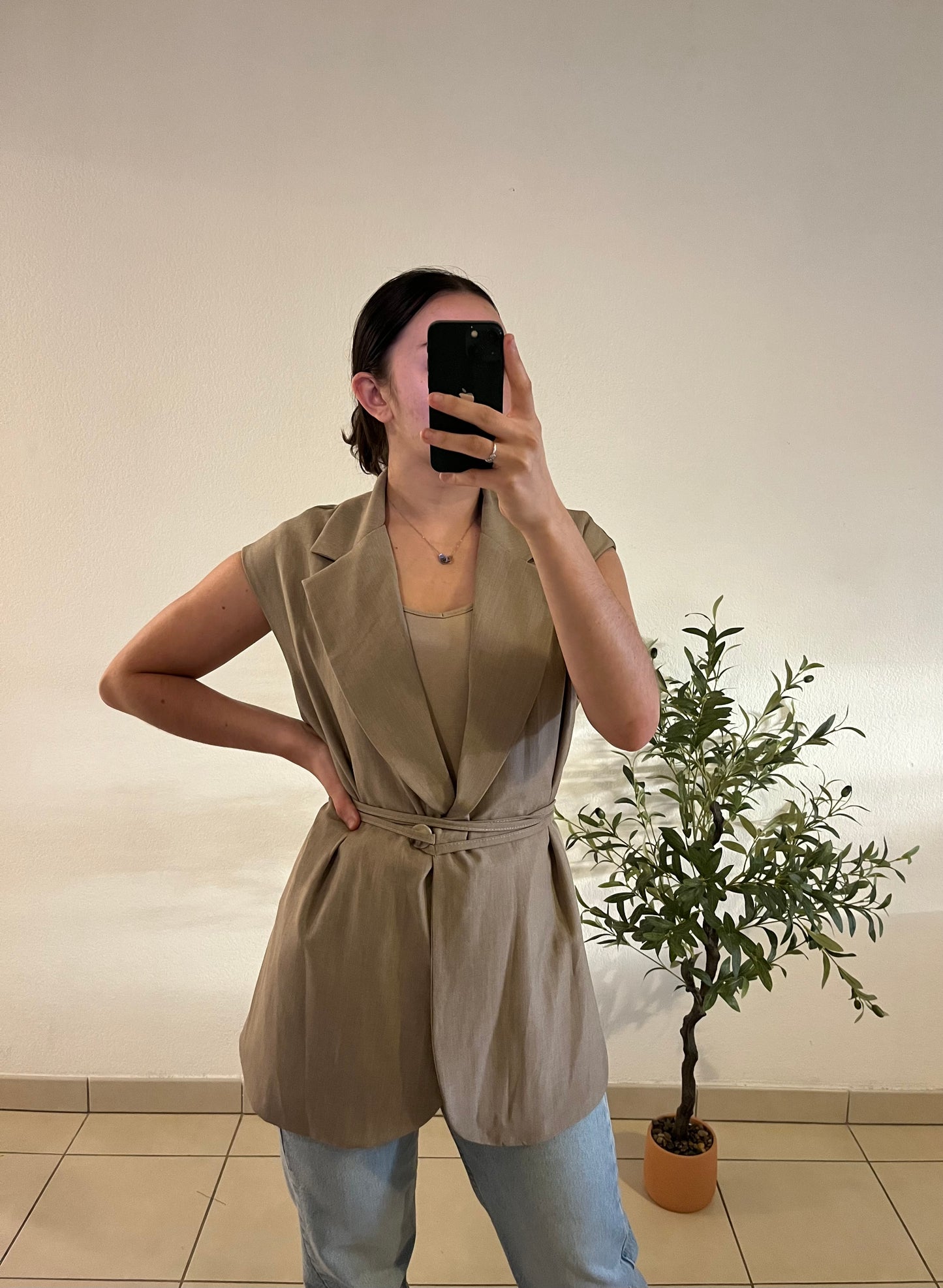 Veste lanière beige