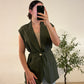 Veste lanière vert foncé