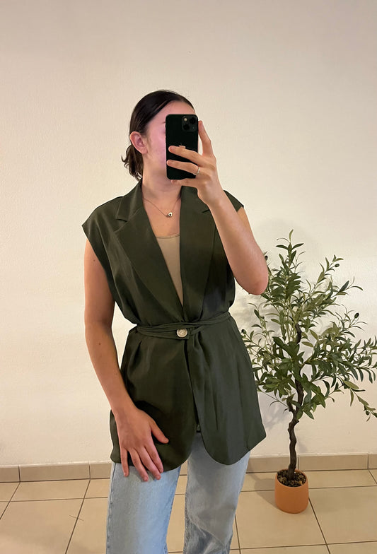 Veste lanière vert foncé