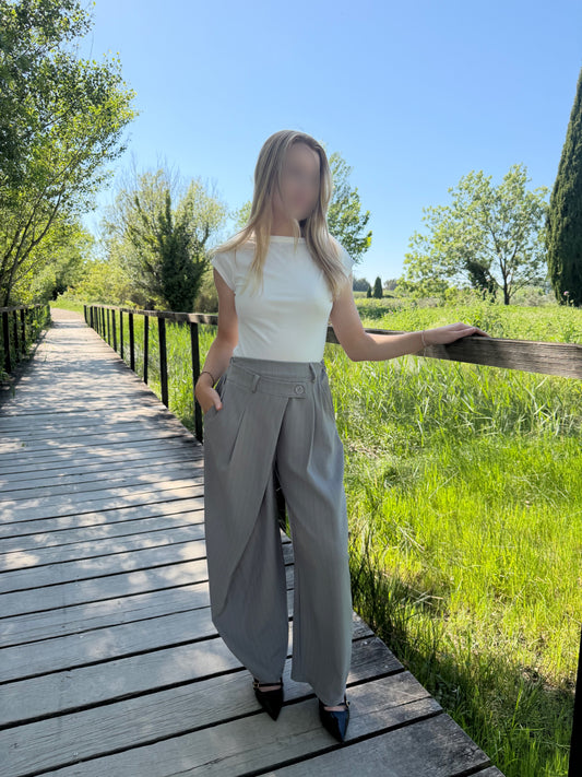 Pantalon rayure - gris