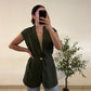 Veste lanière vert foncé
