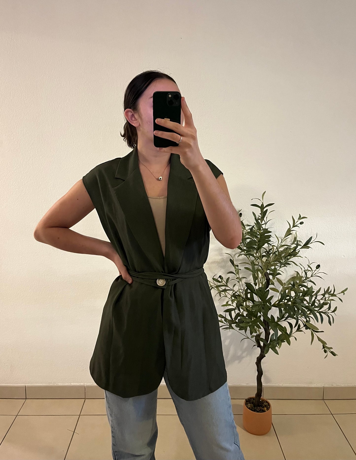 Veste lanière vert foncé