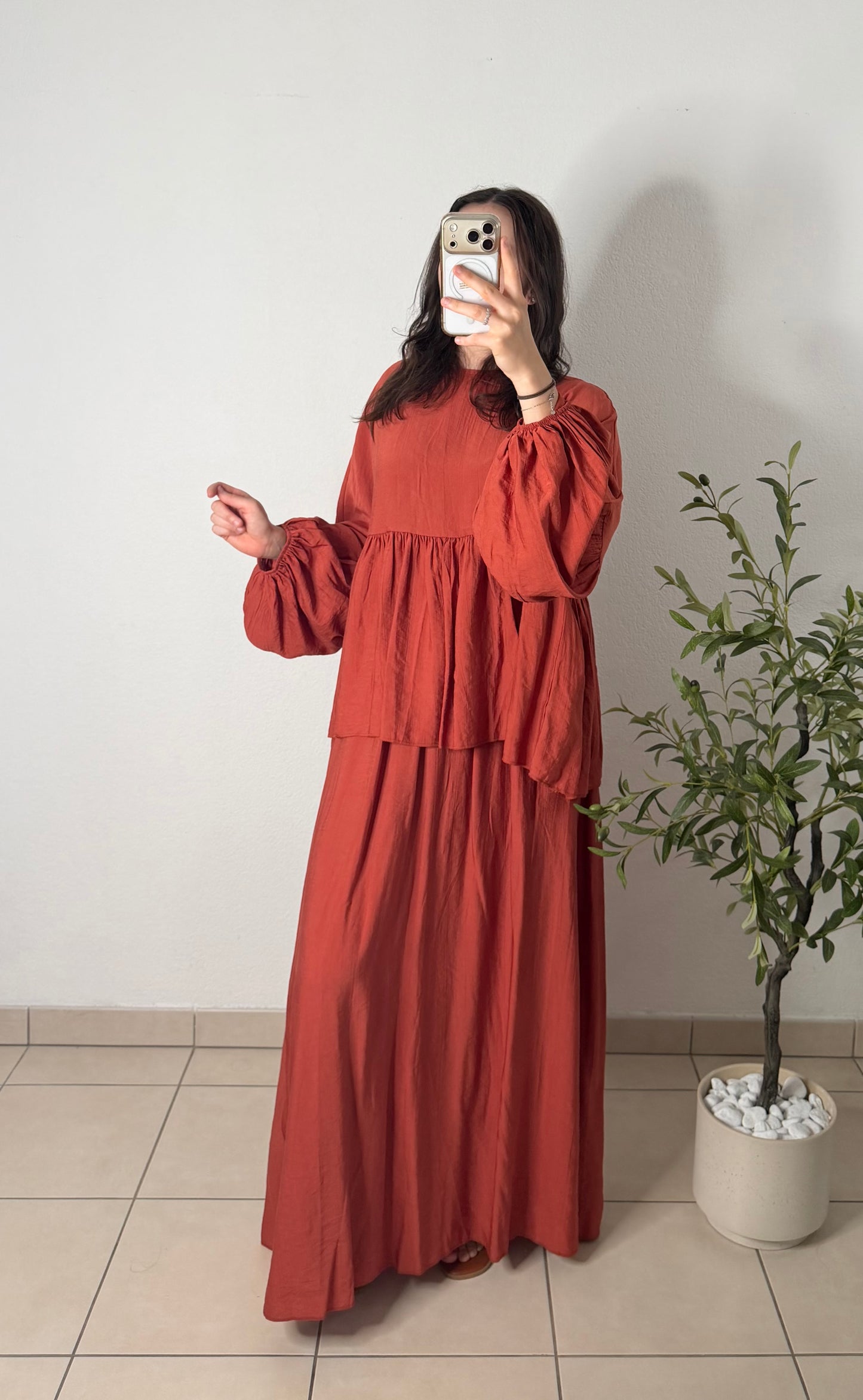 Ensemble jupe léger - terracotta