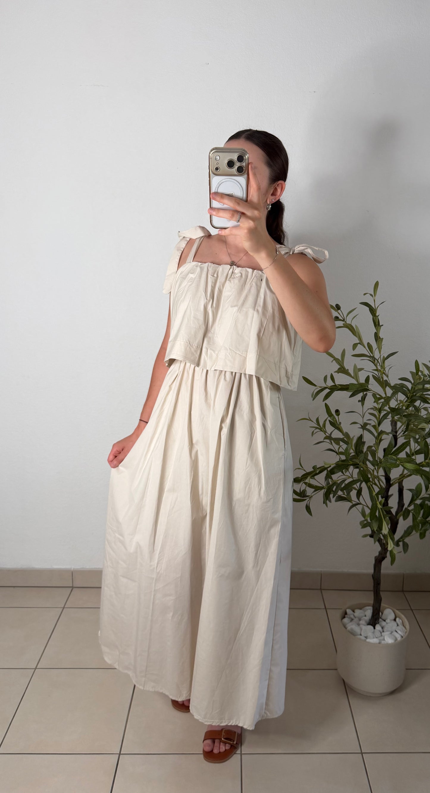 Robe noeud - beige