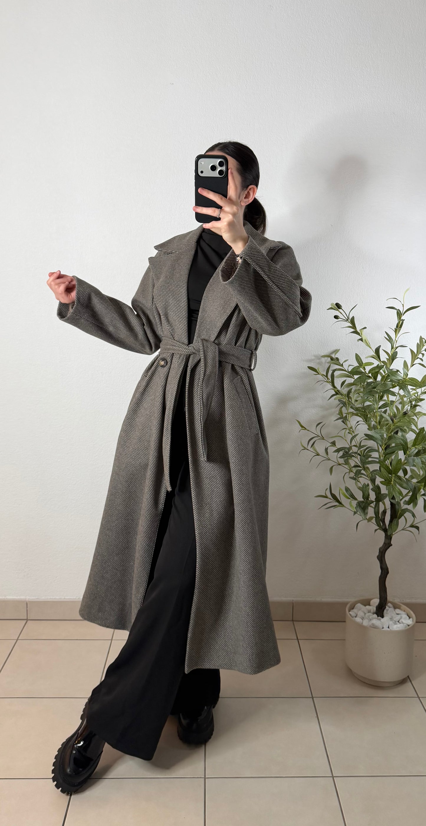 Manteau rayures marron