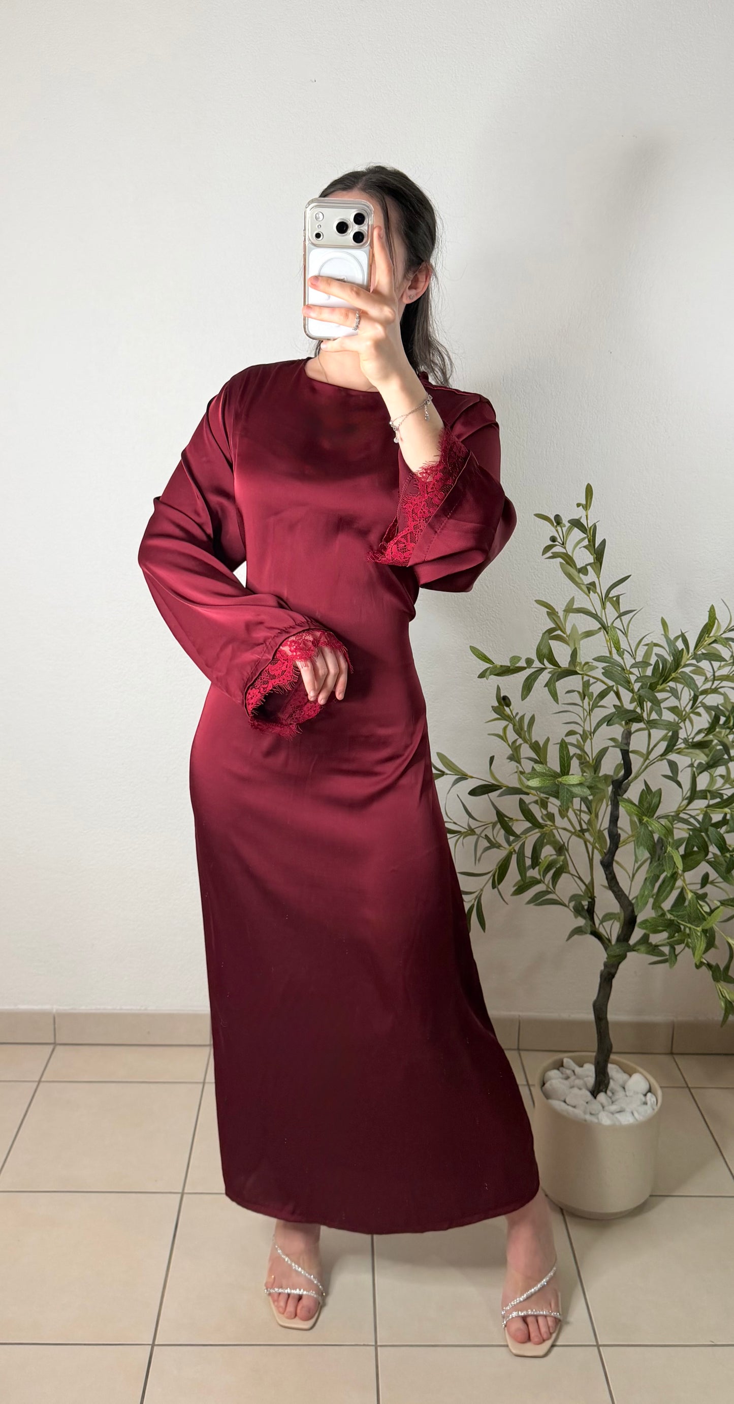 Robe satinée - Rouge