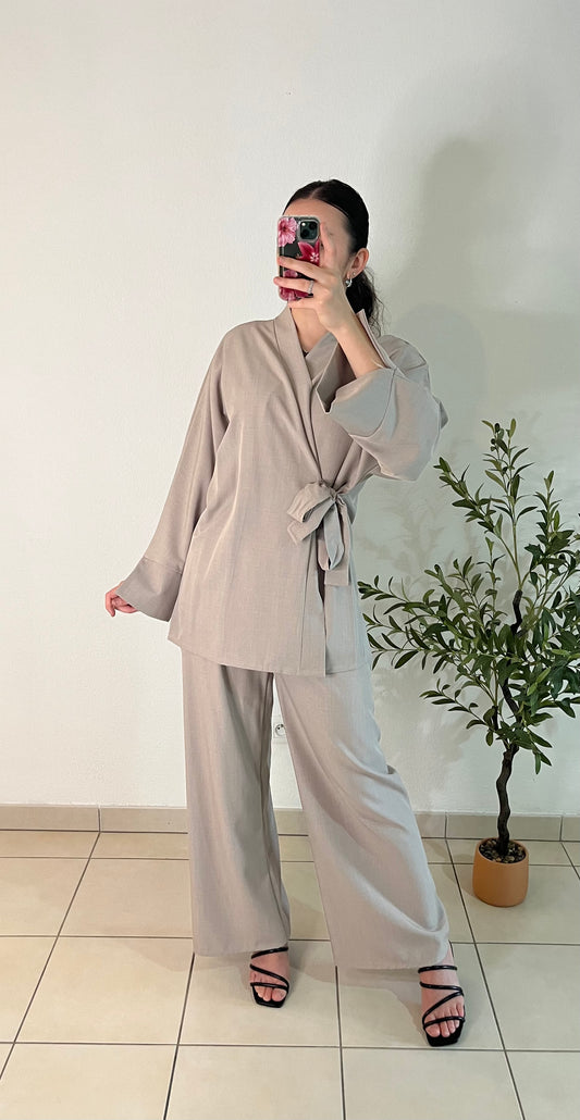 Ensemble kimono taupe
