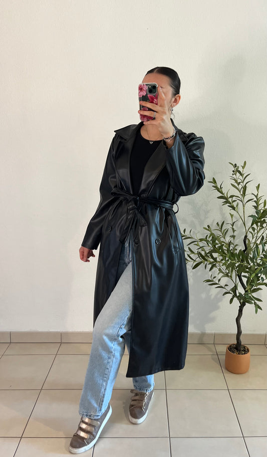 Trench similicuir noir