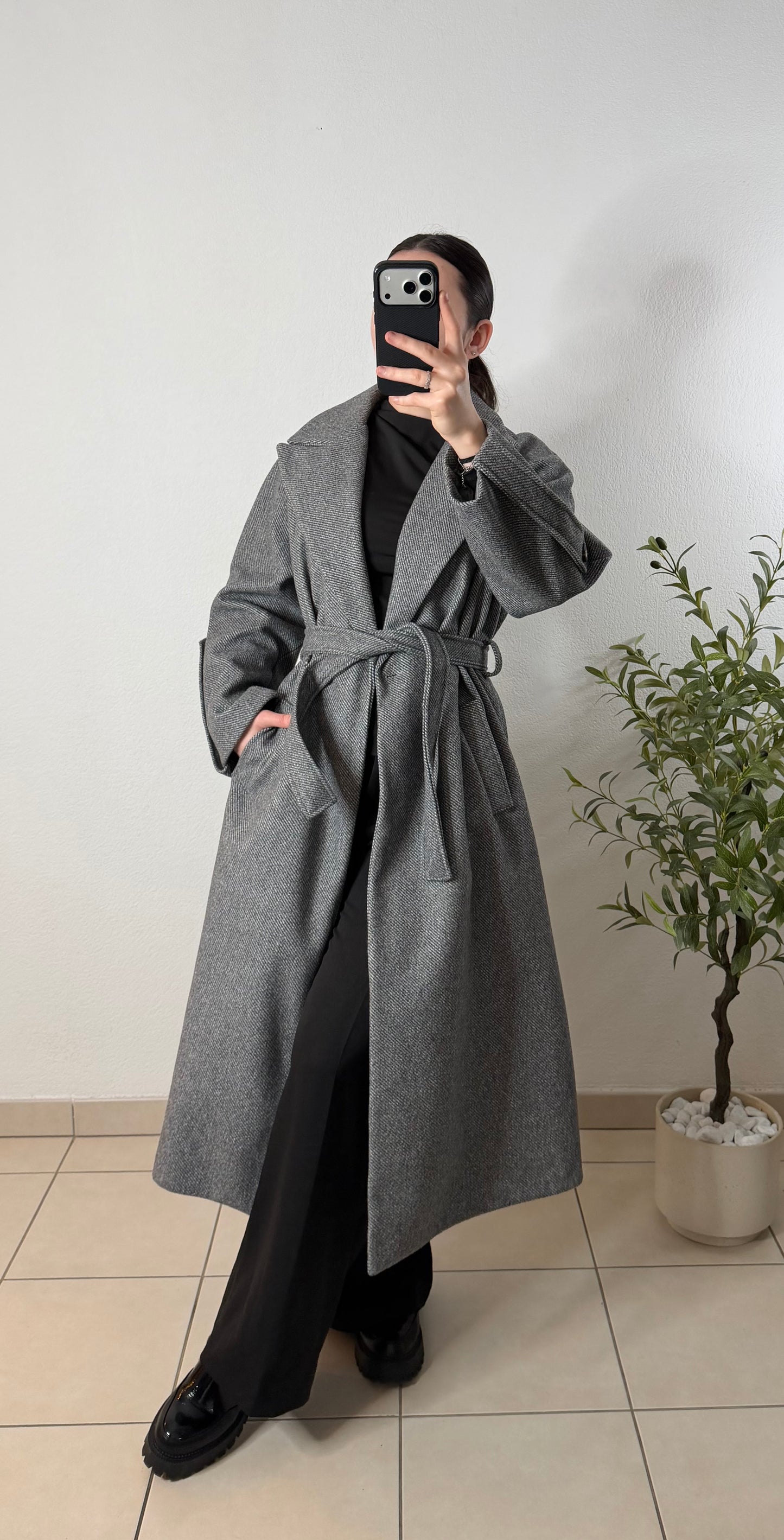 Manteau rayures grises