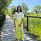 Pantalon rayure - jaune