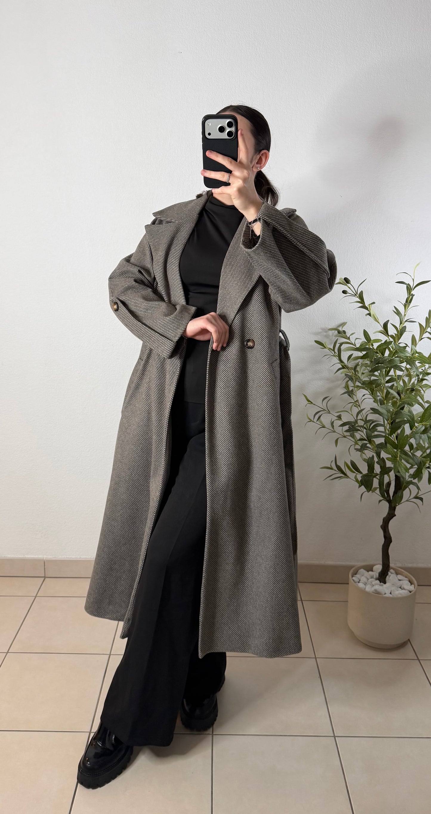 Manteau rayures marron