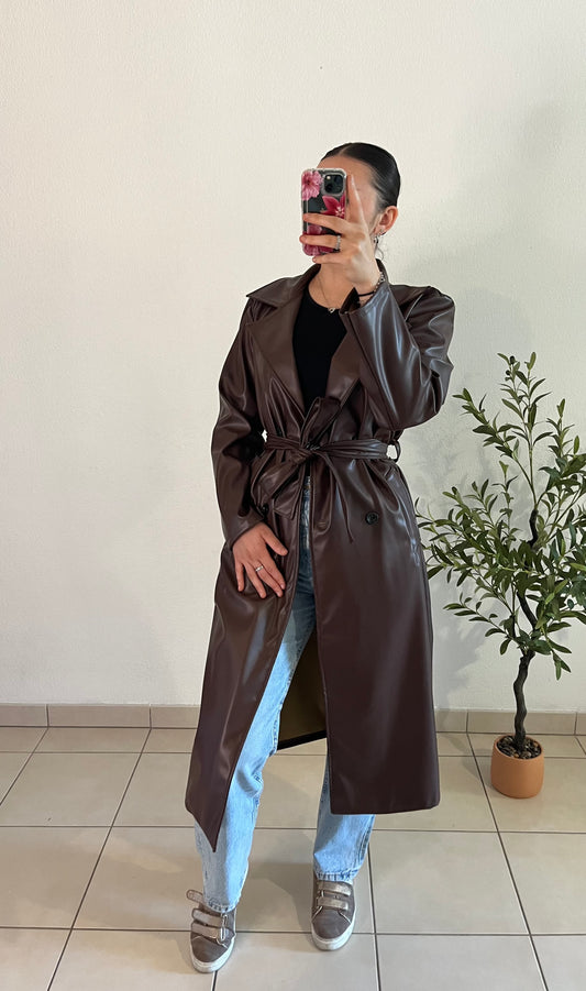 Trench similicuir marron