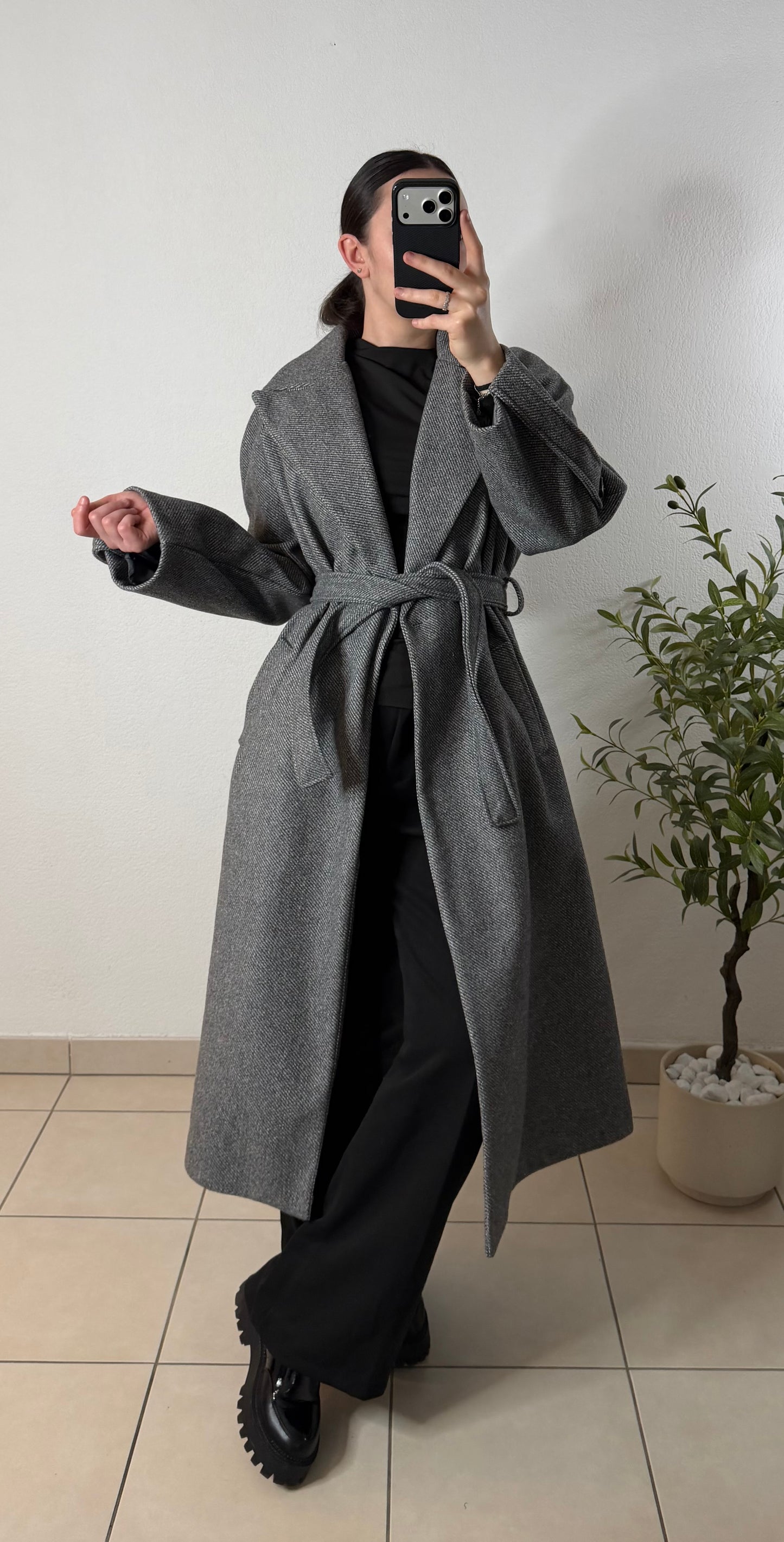 Manteau rayures grises