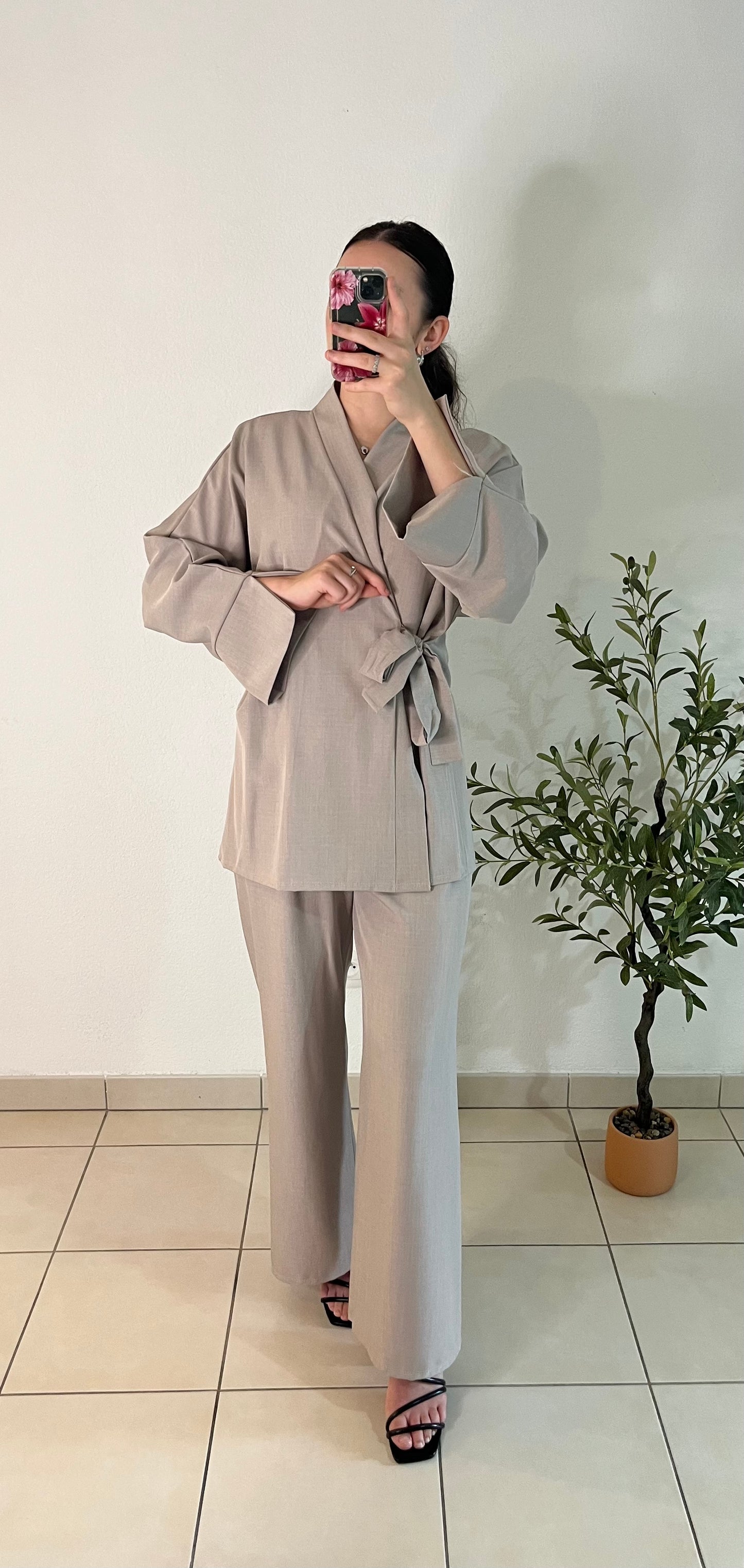 Ensemble kimono taupe