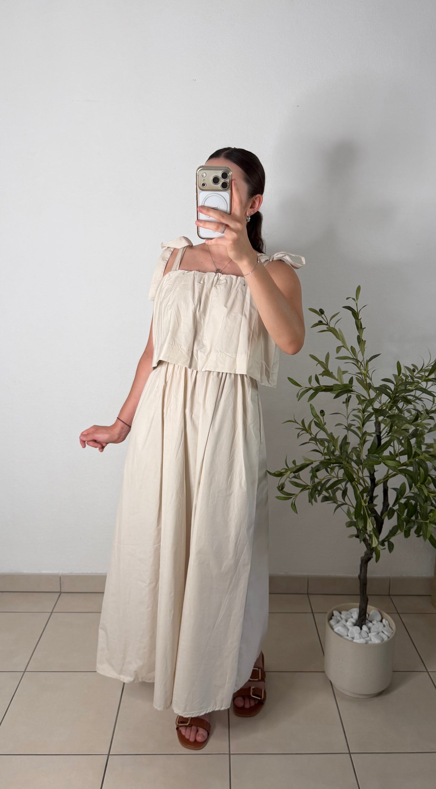 Robe noeud - beige