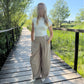 Pantalon rayure - taupe