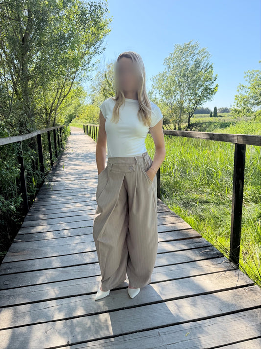 Pantalon rayure - taupe